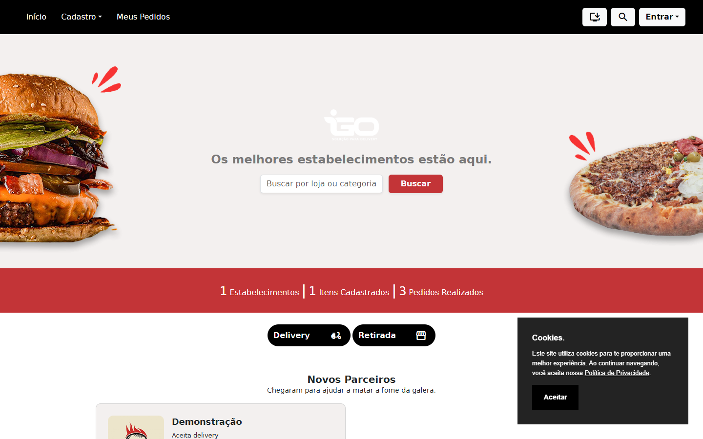 Dashboard do Delivery Premium